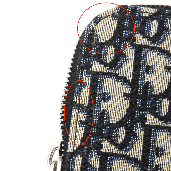 ディオール バッグ メンズ クラッチバッグ セカンドバッグ オブリーグ ジャガード レザー ネイビー Dior 中古