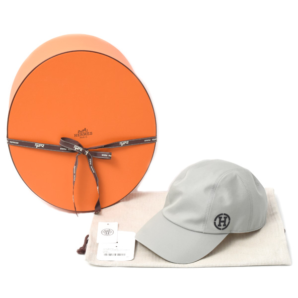 エルメス 帽子 メンズ レディース マイルス Hサークル キャップ コットン サイズ60 グレー HERMES 中古