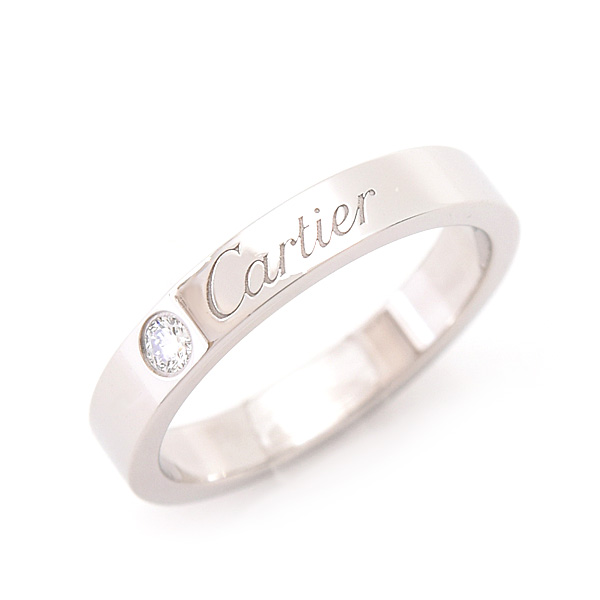 カルティエ 指輪 レディース エングレーブド 1Pダイヤ リング 48号 実寸8号 プラチナ Cartier PT950 中古