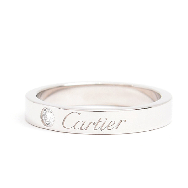 カルティエ 指輪 レディース エングレーブド 1Pダイヤ リング 48号 実寸8号 プラチナ Cartier PT950 中古