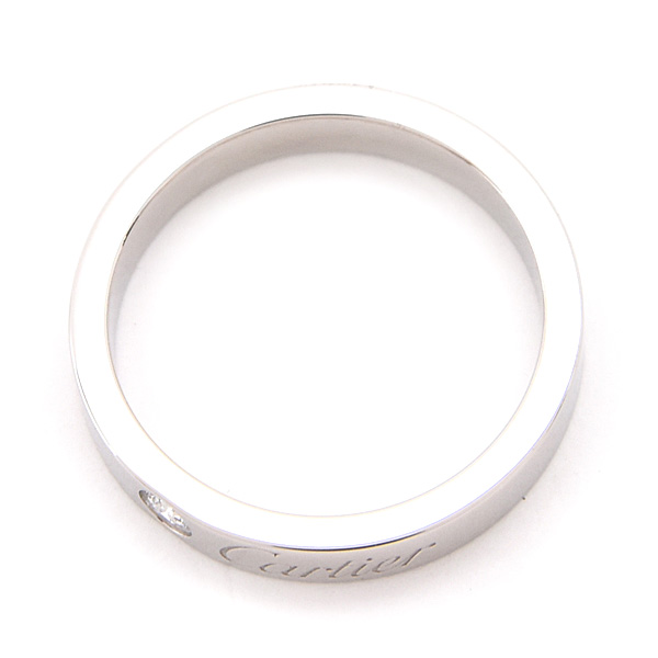 カルティエ 指輪 レディース エングレーブド 1Pダイヤ リング 48号 実寸8号 プラチナ Cartier PT950 中古