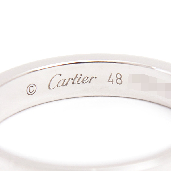 カルティエ 指輪 レディース エングレーブド 1Pダイヤ リング 48号 実寸8号 プラチナ Cartier PT950 中古