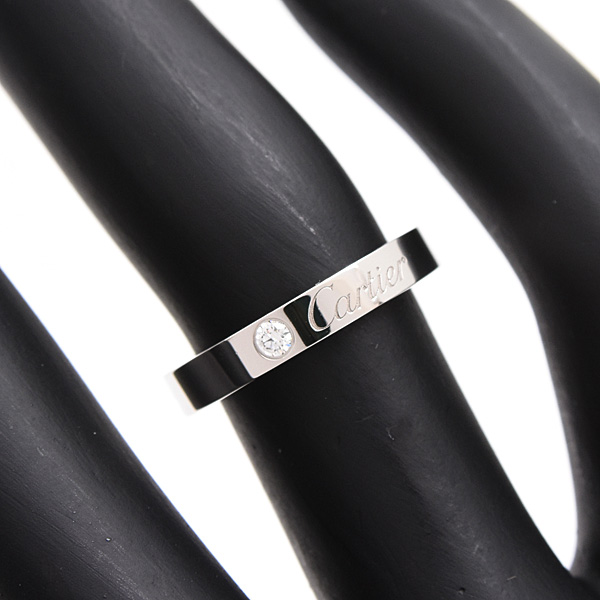 カルティエ 指輪 レディース エングレーブド 1Pダイヤ リング 48号 実寸8号 プラチナ Cartier PT950 中古