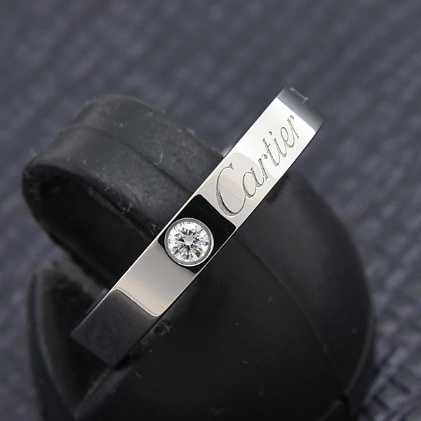 カルティエ 指輪 レディース エングレーブド 1Pダイヤ リング 48号 実寸8号 プラチナ Cartier PT950 中古