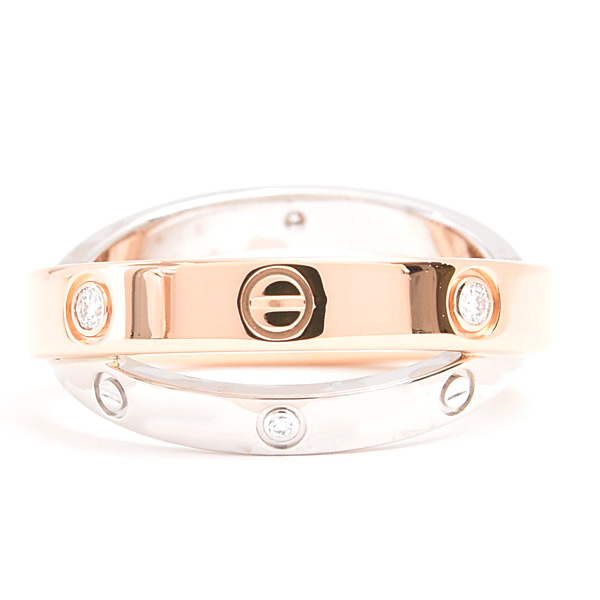 カルティエ 指輪 レディース 6Pダイヤ ビーラブ リング 50号 実寸10号 ゴールド 750WG×PG Cartier 中古