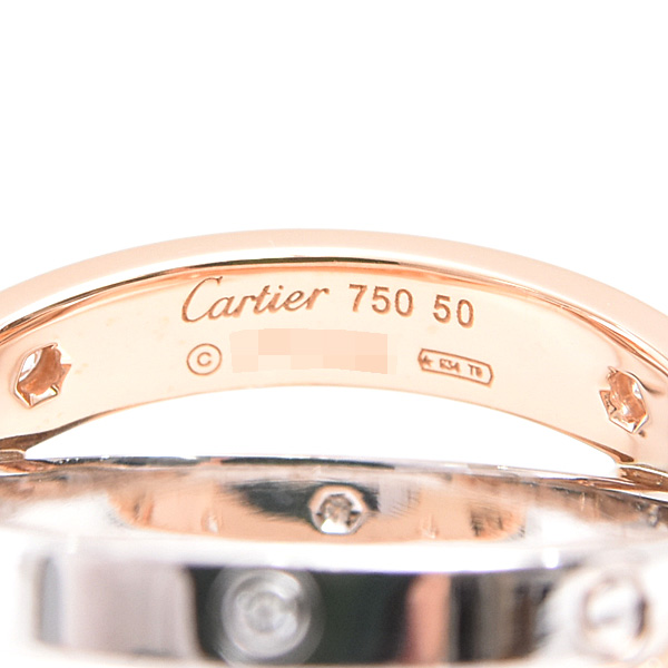 カルティエ 指輪 レディース 6Pダイヤ ビーラブ リング 50号 実寸10号 ゴールド 750WG×PG Cartier 中古