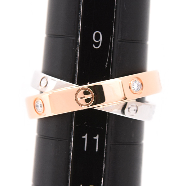 カルティエ 指輪 レディース 6Pダイヤ ビーラブ リング 50号 実寸10号 ゴールド 750WG×PG Cartier 中古