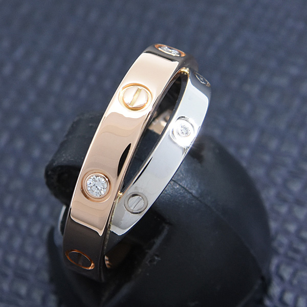カルティエ 指輪 レディース 6Pダイヤ ビーラブ リング 50号 実寸10号 ゴールド 750WG×PG Cartier 中古