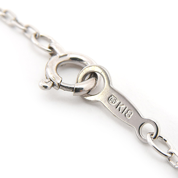 ミキモト ネックレス レディース リーフデザイン パール ダイヤ ペンダント D0.29ct 8.6mm珠 ホワイトゴールド MIKIMOTO K18WG 中古