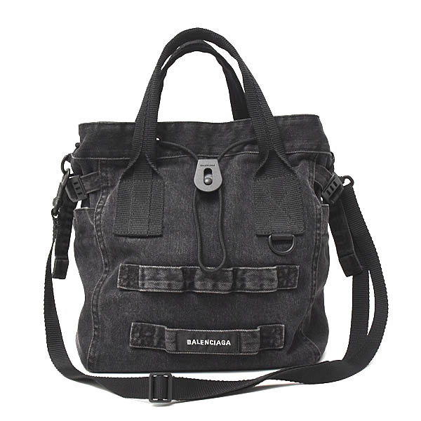 バレンシアガ バッグ レディース アーミー スモール 2WAYトート ショルダーバッグ デニム ブラック BALENCIAGA 644029 中古