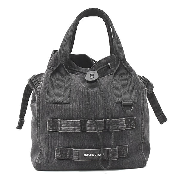 バレンシアガ バッグ レディース アーミー スモール 2WAYトート ショルダーバッグ デニム ブラック BALENCIAGA 644029 中古