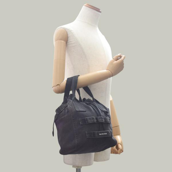 バレンシアガ バッグ レディース アーミー スモール 2WAYトート ショルダーバッグ デニム ブラック BALENCIAGA 644029 中古