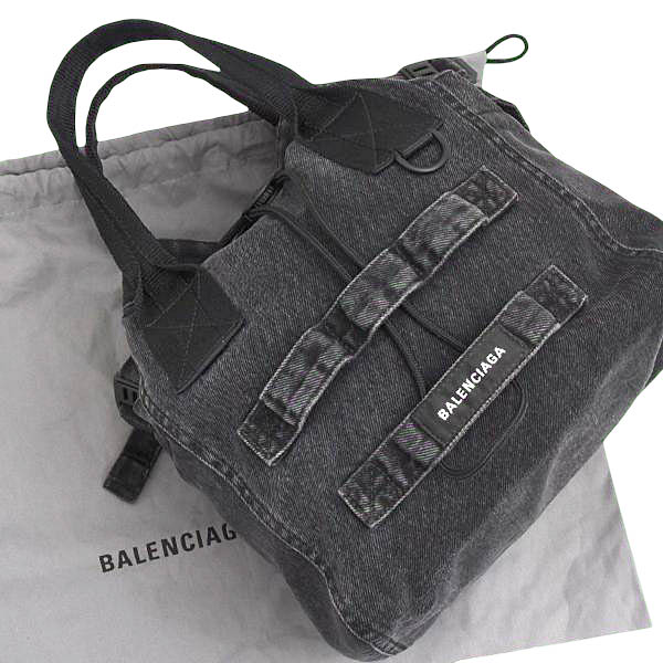 バレンシアガ バッグ レディース アーミー スモール 2WAYトート ショルダーバッグ デニム ブラック BALENCIAGA 644029 中古