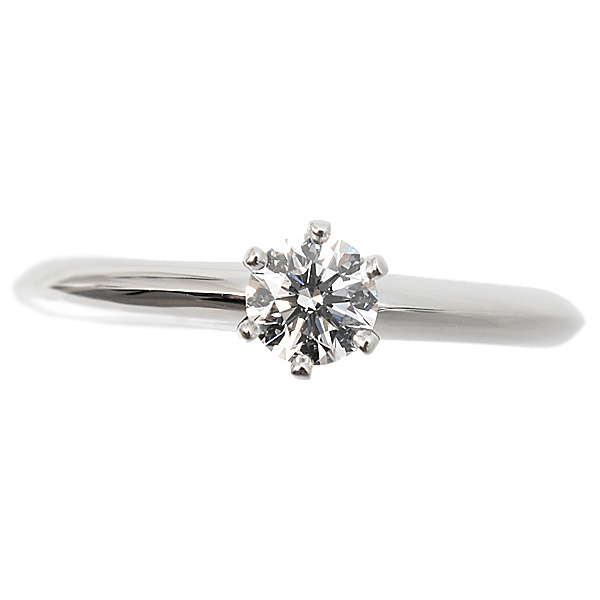 ティファニー 指輪 レディース ソリティア ダイヤモンド リング 立爪 D0.24ct 9.5号 プラチナ TIFFANY PT950 中古