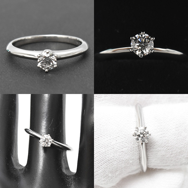 ティファニー 指輪 レディース ソリティア ダイヤモンド リング 立爪 D0.24ct 9.5号 プラチナ TIFFANY PT950 中古