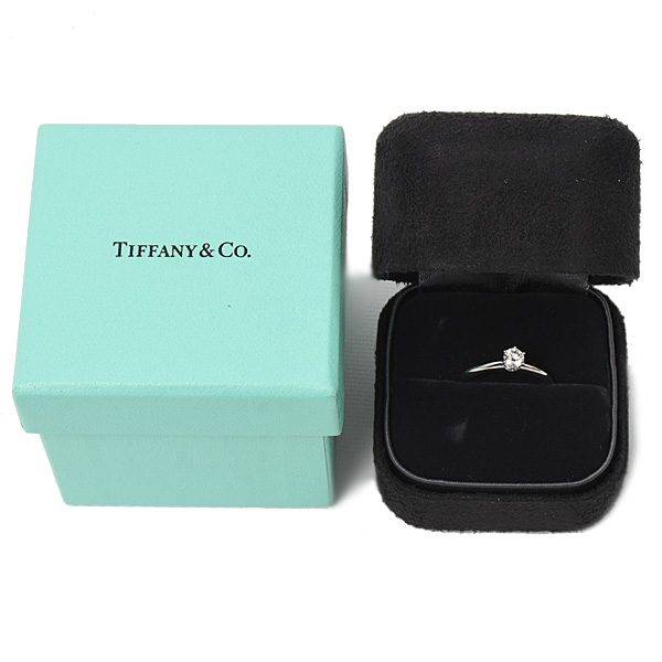 ティファニー 指輪 レディース ソリティア ダイヤモンド リング 立爪 D0.24ct 9.5号 プラチナ TIFFANY PT950 中古