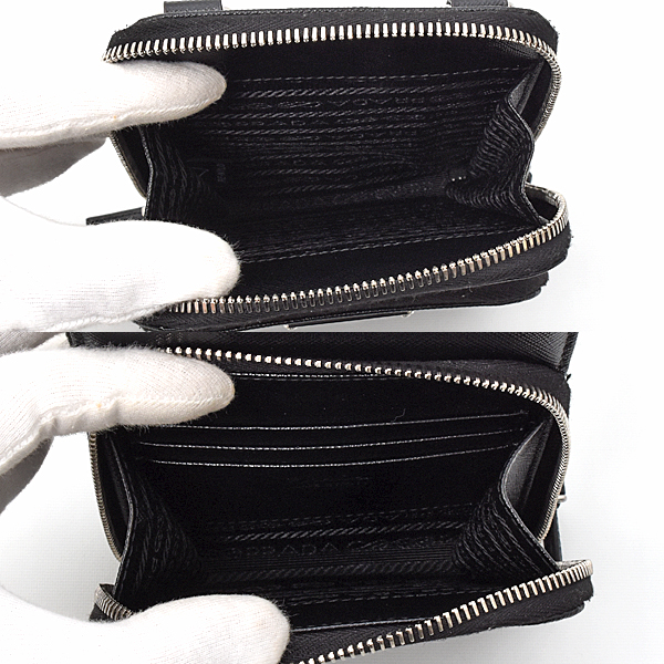 プラダ バッグ メンズ レディース  スマホショルダー ショルダーバッグ フォンショルダー 2WAY サフィアーノ ブラック 2ZH126 PRADA 中古