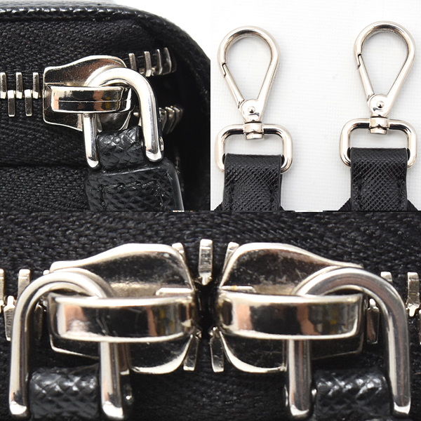 プラダ バッグ メンズ レディース  スマホショルダー ショルダーバッグ フォンショルダー 2WAY サフィアーノ ブラック 2ZH126 PRADA 中古