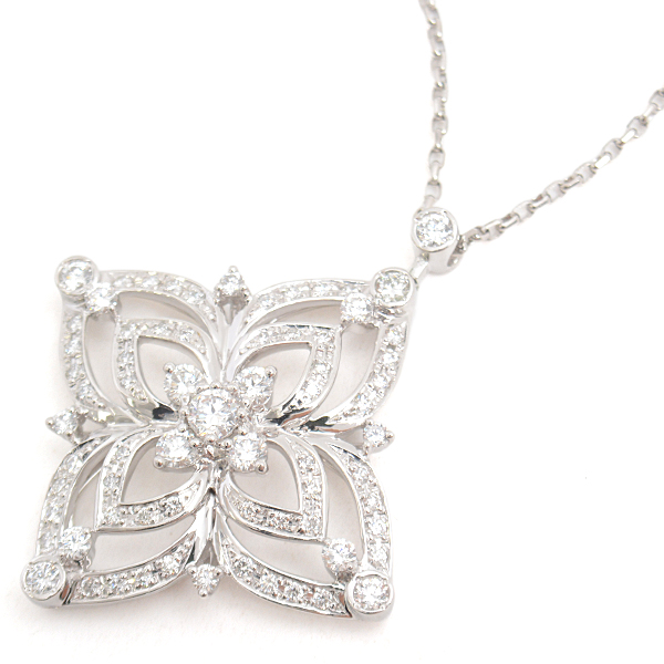 モニッケンダム ネックレス レディース フラワーモチーフ ダイヤ ネックレス D1.43ct プラチナ MONNICKENDAM PT900 中古