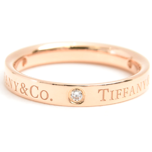 ティファニー 指輪 レディース フラットバンド 3Pダイヤ リング 13号 ピンクゴールド TIFFANY 750PG 中古