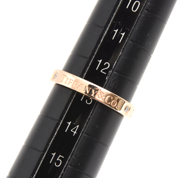 ティファニー 指輪 レディース フラットバンド 3Pダイヤ リング 13号 ピンクゴールド TIFFANY 750PG 中古