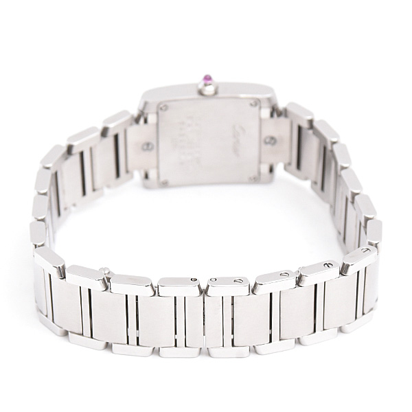 カルティエ 時計 レディース タンクフランセーズSM 2006年クリスマス限定 ラズベリーピンク文字盤 電池式 ステンレス SS Cartier W51030Q3 中古