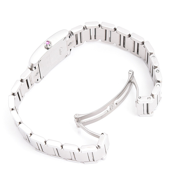 カルティエ 時計 レディース タンクフランセーズSM 2006年クリスマス限定 ラズベリーピンク文字盤 電池式 ステンレス SS Cartier W51030Q3 中古