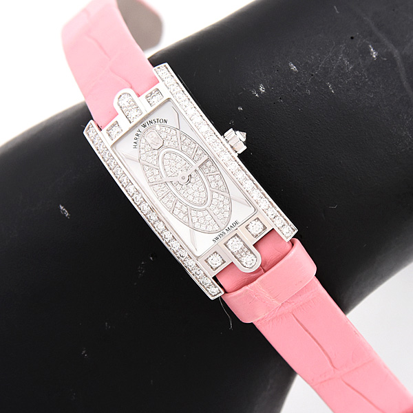 ハリーウィンストン 時計 レディース アヴェニューC エリプティック 電池式 ダイヤベゼル シェル文字盤 750WG HARRY WINSTON AVCQHM16WW052 中古