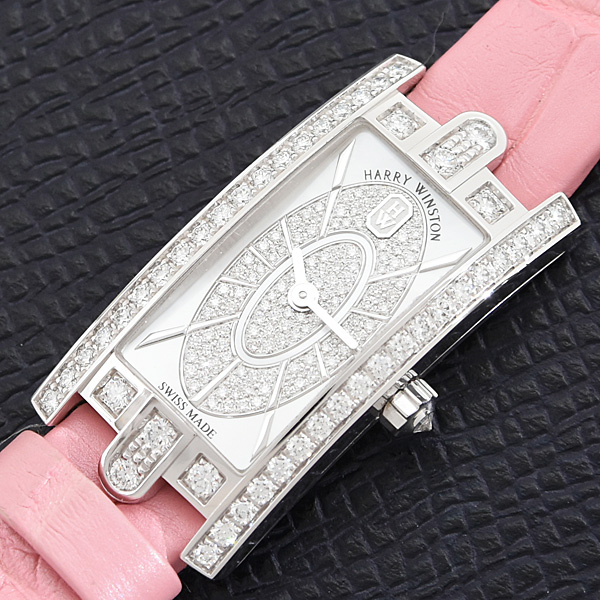 ハリーウィンストン 時計 レディース アヴェニューC エリプティック 電池式 ダイヤベゼル シェル文字盤 750WG HARRY WINSTON AVCQHM16WW052 中古