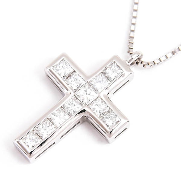 ゆきざき ネックレス レディース メンズ リッチクロス ダイヤ ペンダント D0.50ct プラチナ PT900×PT850 YUKIZAKI 中古