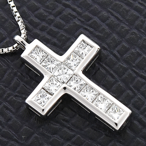 ゆきざき ネックレス レディース メンズ リッチクロス ダイヤ ペンダント D0.50ct プラチナ PT900×PT850 YUKIZAKI 中古