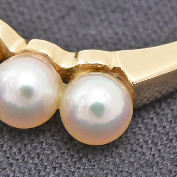 ミキモト 指輪 レディース 5P ベビーパール リング 3.5mm珠 実測11号 真珠 イエローゴールド MIKIMOTO K18YG 中古