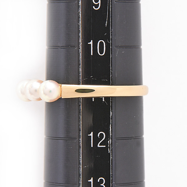ミキモト 指輪 レディース 5P ベビーパール リング 3.5mm珠 実測11号 真珠 イエローゴールド MIKIMOTO K18YG 中古
