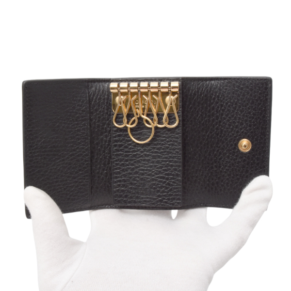 グッチ キーケース メンズ レディース 6連キーケース GGスプリーム PVC レザー ベージュ ブラック 456118 GUCCI 中古