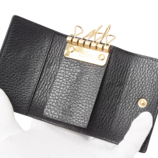 グッチ キーケース メンズ レディース 6連キーケース GGスプリーム PVC レザー ベージュ ブラック 456118 GUCCI 中古