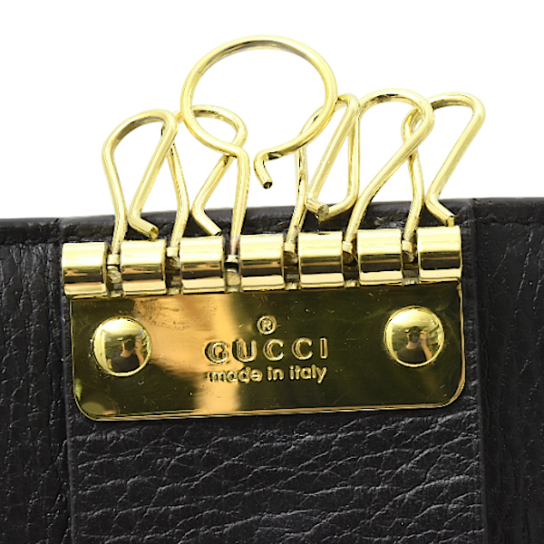 グッチ キーケース メンズ レディース 6連キーケース GGスプリーム PVC レザー ベージュ ブラック 456118 GUCCI 中古