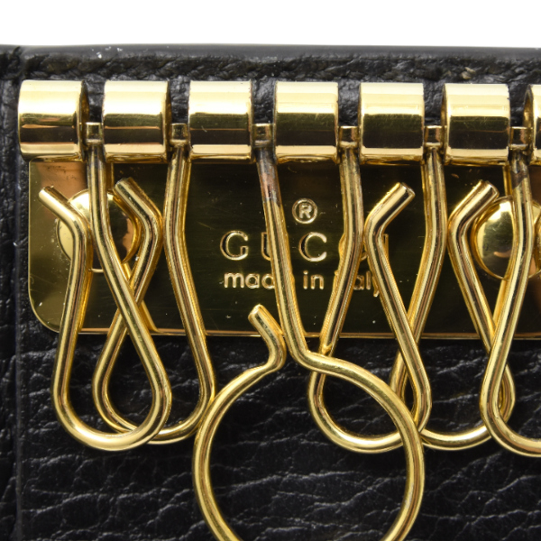 グッチ キーケース メンズ レディース 6連キーケース GGスプリーム PVC レザー ベージュ ブラック 456118 GUCCI 中古