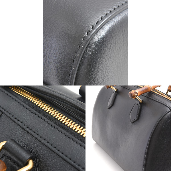 グッチ バッグ レディース ダイアナ ボストンバッグ バンブー カーフ ブラック GUCCI 655663 中古