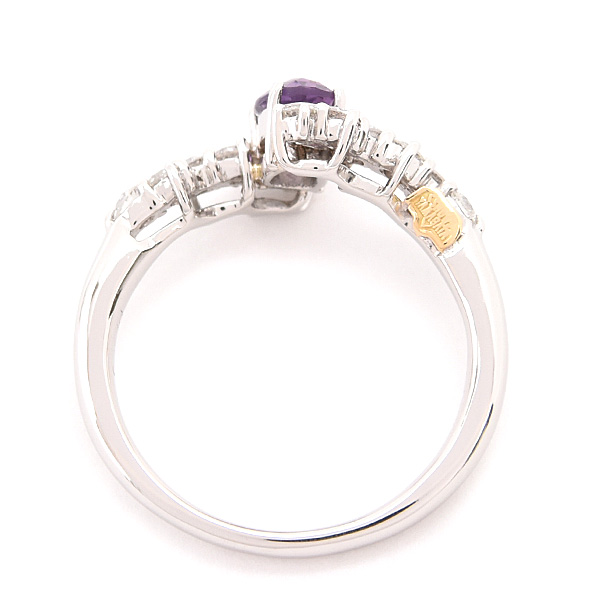 ショウヤマガタ 指輪　レディース アメジスト ダイヤ デザイン リング 12号 A0.36ct D0.30ct プラチナ ゴールド SHOW YAMAGATA PT900×K18YG 中古