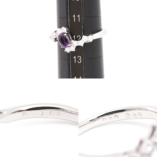 ショウヤマガタ 指輪　レディース アメジスト ダイヤ デザイン リング 12号 A0.36ct D0.30ct プラチナ ゴールド SHOW YAMAGATA PT900×K18YG 中古