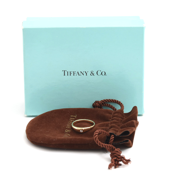 ティファニー 指輪 レディース 1Pダイヤモンド リング 10号 イエローゴールド TIFFANY 750YG 中古