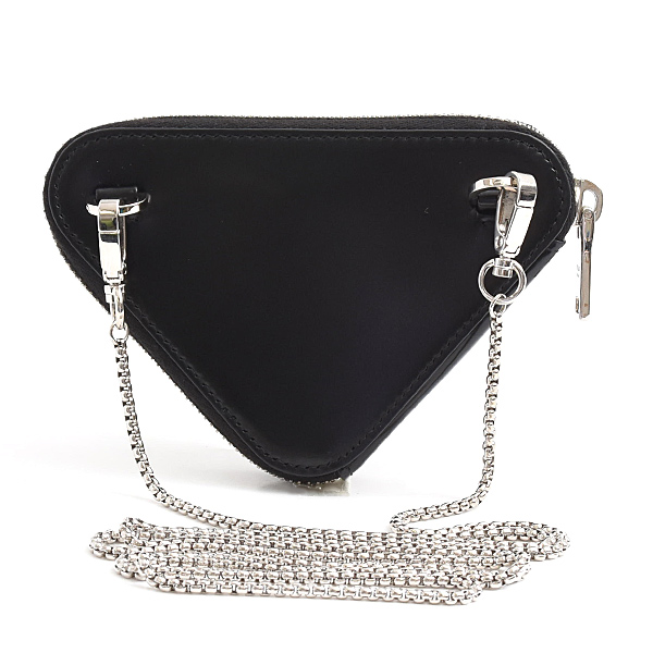 プラダ バッグ レディース トライアングル ミニポーチ ショルダーバッグ カーフ ブラック PRADA 1NR005 中古