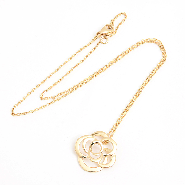 シャネル ネックレス レディース カメリア ペンダント イエローゴールド フラワー 花 CHANEL J2925 750YG K18 中古