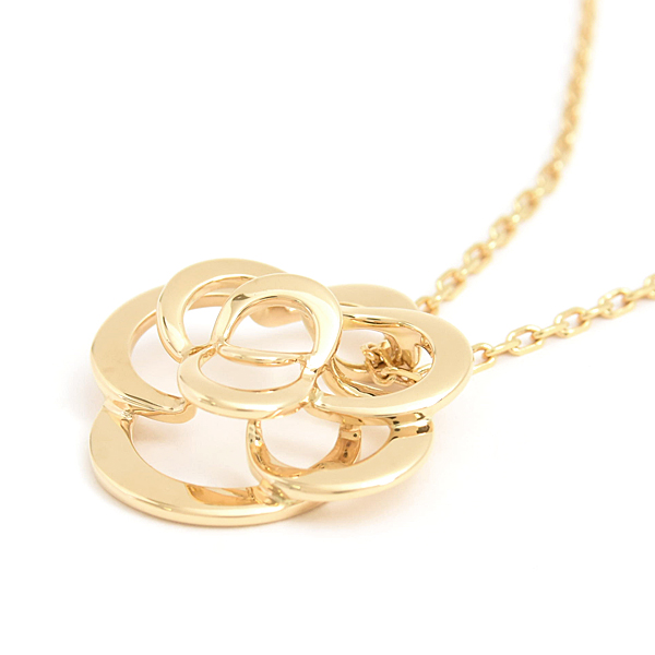 シャネル ネックレス レディース カメリア ペンダント イエローゴールド フラワー 花 CHANEL J2925 750YG K18 中古