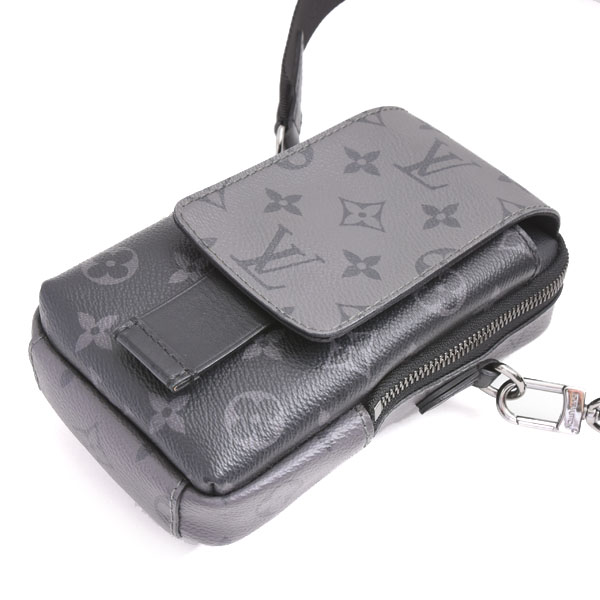 ルイヴィトン バッグ メンズ ダブルフォンポーチ ショルダーバッグ モノグラム エクリプス M81321 Louis Vuitton 中古
