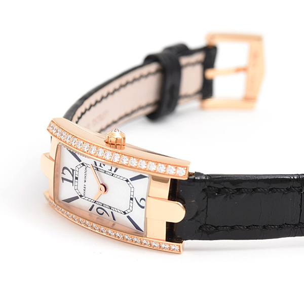 ハリーウィンストン 時計 レディース アヴェニューC ミニ ダイヤベゼル 電池式 シェル文字盤 750PG HARRY WINSTON 332LQRLMD21SP1 中古