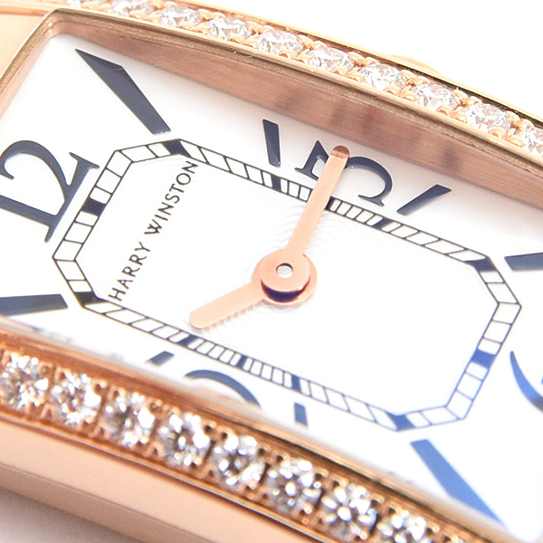 ハリーウィンストン 時計 レディース アヴェニューC ミニ ダイヤベゼル 電池式 シェル文字盤 750PG HARRY WINSTON 332LQRLMD21SP1 中古