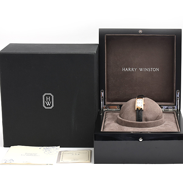 ハリーウィンストン 時計 レディース アヴェニューC ミニ ダイヤベゼル 電池式 シェル文字盤 750PG HARRY WINSTON 332LQRLMD21SP1 中古