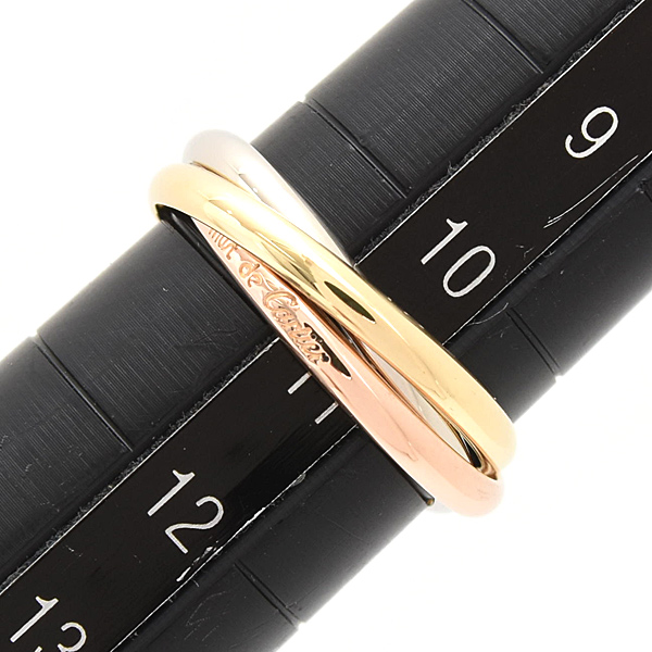 カルティエ 指輪 レディース トリニティ リング 3連 51号 実寸11号 1.9mm ゴールド Cartier 750YG×WG×PG 中古