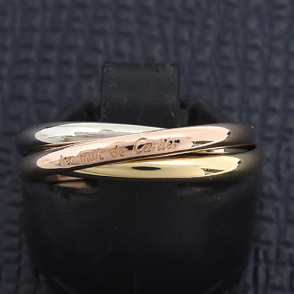カルティエ 指輪 レディース トリニティ リング 3連 51号 実寸11号 1.9mm ゴールド Cartier 750YG×WG×PG 中古